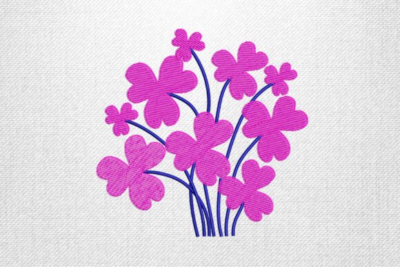 Pink Flowers Embroidery Design