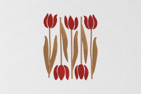 Red Flowers Embroidery Design